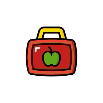 A red lunchbox with an apple inside vector