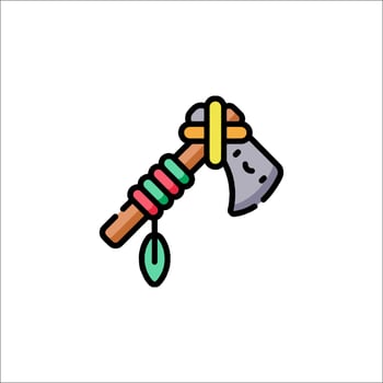 A cartoon axe with a leaf on it vector