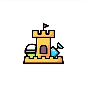 A cartoon sand castle icon vector