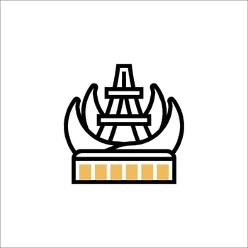 A black and gold logo for a temple vector