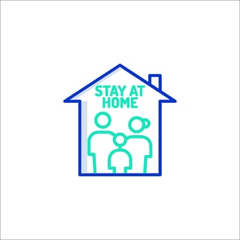 Stay at home icon with family inside vector