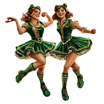 Two Women in Green Dresses Dancing Transparent Background png