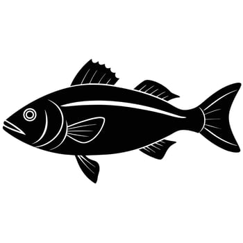 Sea Bass Silhouette Swimming in Ocean vector
