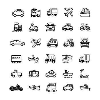 Transport icons collection vector