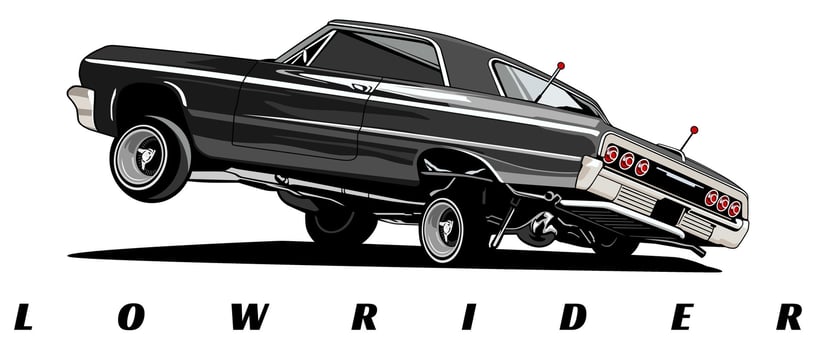 lowrider classic car logo icon back side design vector