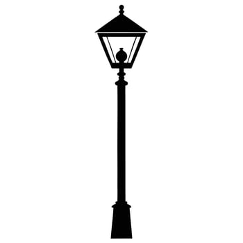 Lamp Post Silhouette Isolated on White vector