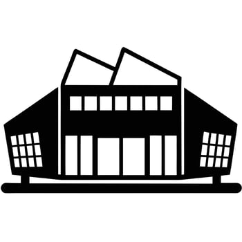 Shopping Mall Silhouette Isolated on White canvas vector
