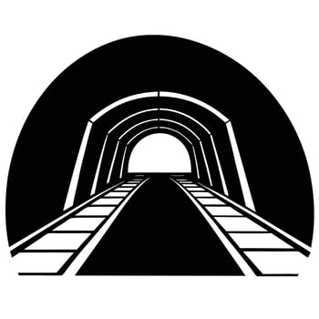 Silhouette of a Tunnel on White Background Representing a Journey or Passage vector