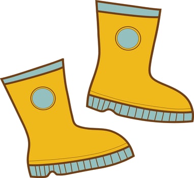 Yellow rubber boots, hand drawn illustration. Isolated illustration on white background. Logo, boots icon, print, sticker vector