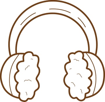 Warm headphones, fur headphones. Hand drawn, line illustration. Isolated illustration on white background vector