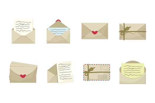 Vintage Envelope Set Hand Drawn Letter Envelopes Collection vector