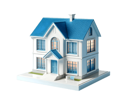 White facade house model cutout png