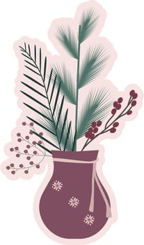 winter vase sticker vector