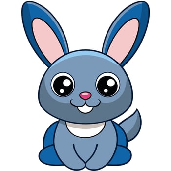 A cartoon blue bunny with big eyes and big ears vector
