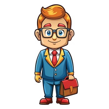 cartoon businessman with briefcase and glasses vector