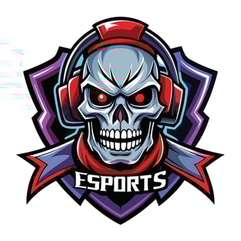esports skull with headphones and headphones illustration vector