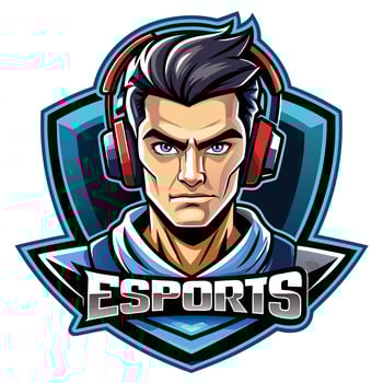 esports logo with a man in headphones vector