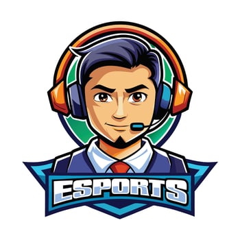 esports logo with a man wearing headphones vector