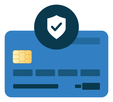 Blue Simple Debit Card with Save Icon png