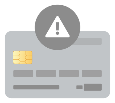 Silver Simple Debit Card with Warning Icon png