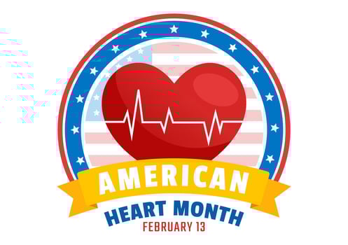 American Heart Month February Illustration with USA Flag and Heart for Health Awareness vector