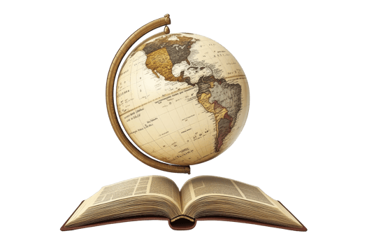 Exploring knowledge globe and book isolated png