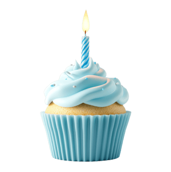 Blue birthday cupcake with candle festive celebration png