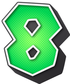 3D Super Comic Cartoon Alphabet, Number 8 png