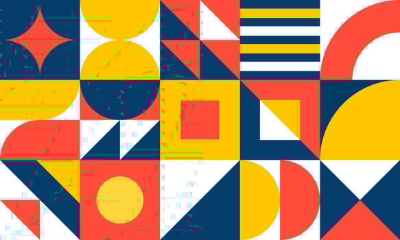Geometric mural abstract pattern in colorful trendy style. Mosaic shapes for wall decoration, wallpaper, banners, posters and prints vector
