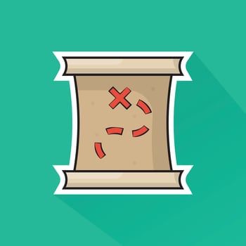 Illustration of Treasure Map in Flat Design vector