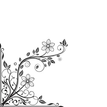 A black and white floral design on a white background vector