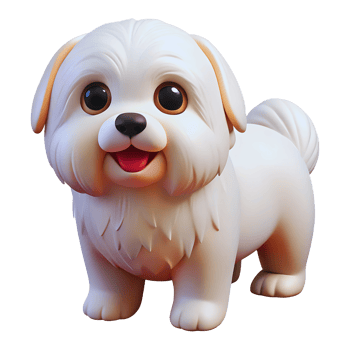 A white dog figurine with a big smile png
