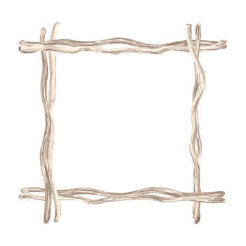 Wooden square frame made from sea driftwoods. Hand drawn watercolor illustration isolated. Border made of old dried branches. Marine stile. Copy space for text. Template for postcard, textile, print. png