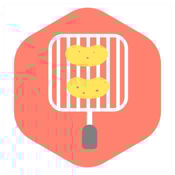 Grilled Pan and pan icon concept vector