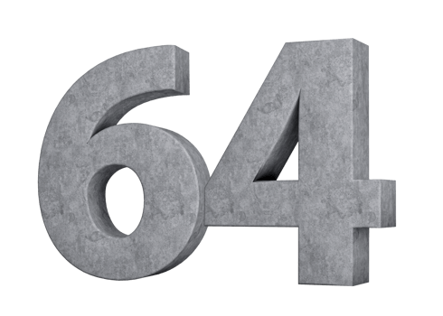 Concrete Number Sixty Four 64 Digit Made Of Grey Concrete Stone On Grey 3d Illustration png