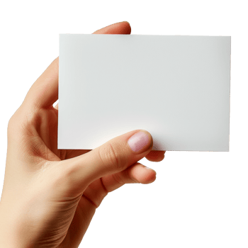 Hand holding a blank white card for branding or promotional use png