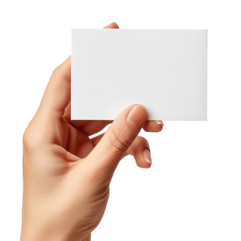 A hand holding a blank white card for business presentation. png