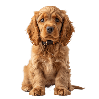 A cute brown cocker spaniel puppy sitting isolated on a white background png
