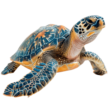 Colorful turtle swimming in the ocean showcasing marine wildlife. png