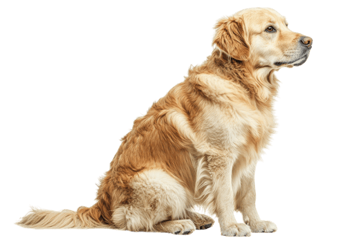 Golden retriever sitting gracefully against a plain background in a studio setting png