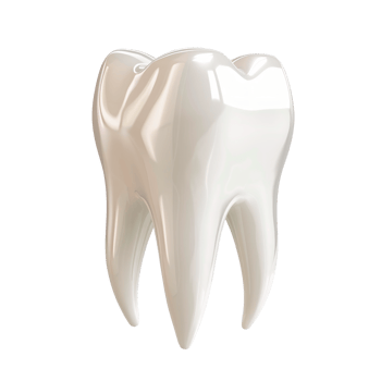 A realistic 3D illustration of a white tooth on a transparent background png