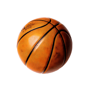 A close-up view of a basketball on a transparent background png