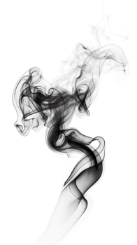 Abstract black smoke swirl with elegant flowing shapes on transparent background. png