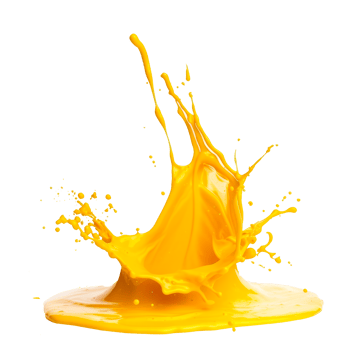 A vibrant yellow splash of liquid creating dynamic shapes and forms. png