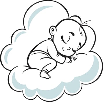 A baby sleeping on a cloud vector