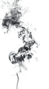 Black and white abstract smoke swirl isolated on transparent background png