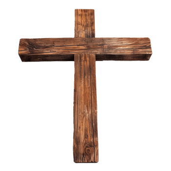A wooden cross isolated on a transparent background for religious symbolism. png