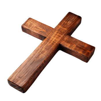 Wooden cross symbolizing faith and spirituality on a transparent background png