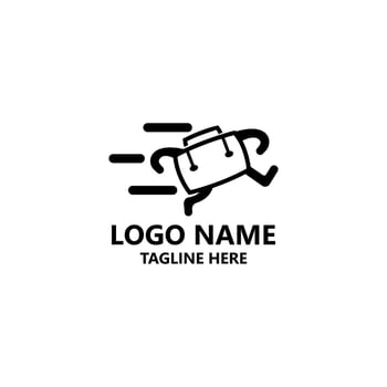 running suitcase logo design vector