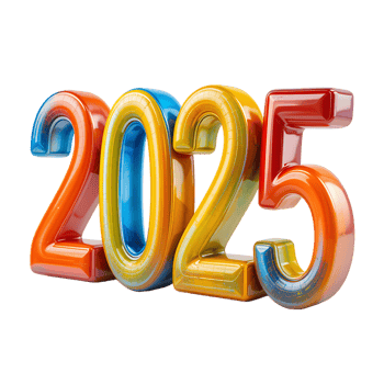 happy new year 2025 with colorful metalic png